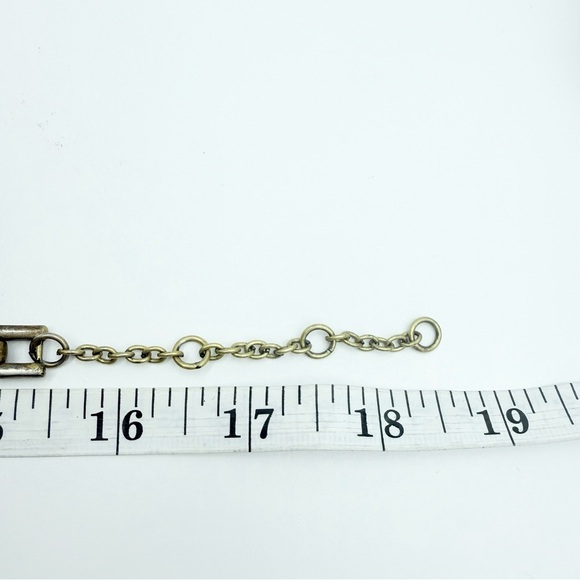 J. Crew Blue Peach Pink Antique Gold Tone Chain Link Statement Necklace - Picture 10 of 10